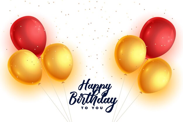 Realistic happy birthday balloons background