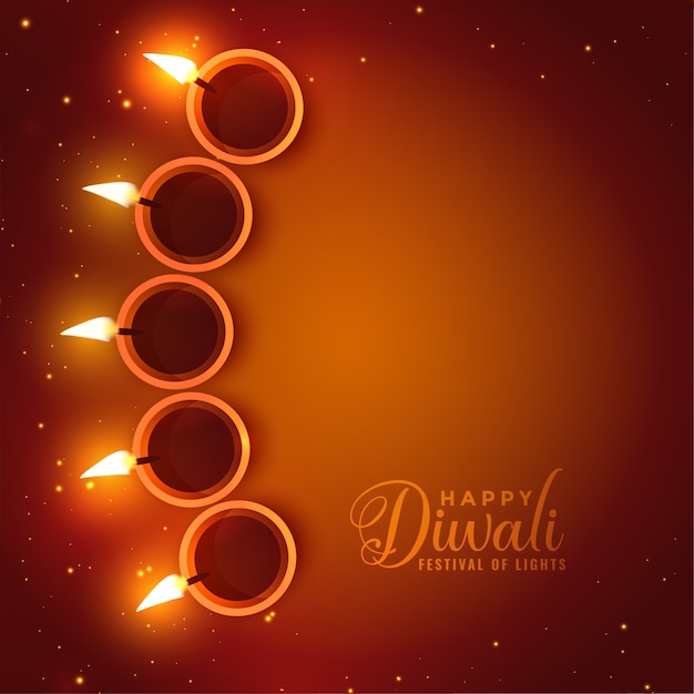 Vettore gratuito carta di diwali felice realistica con lo spazio del testo