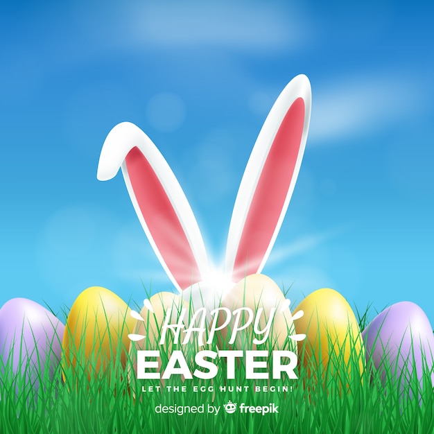 Realistic happy easter day background