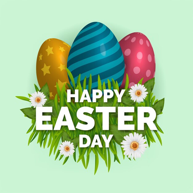 Realistic happy easter day background