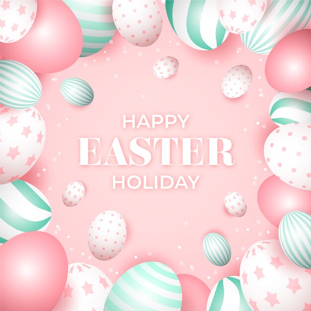 Realistic happy easter day design