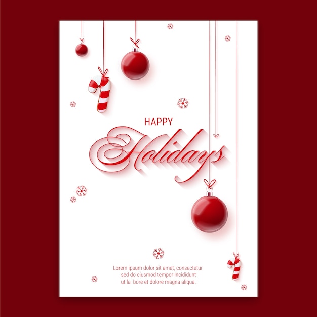 Free vector realistic happy holidays vertical poster template