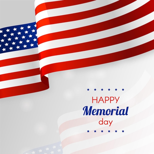 Free vector realistic happy memorial day american flag