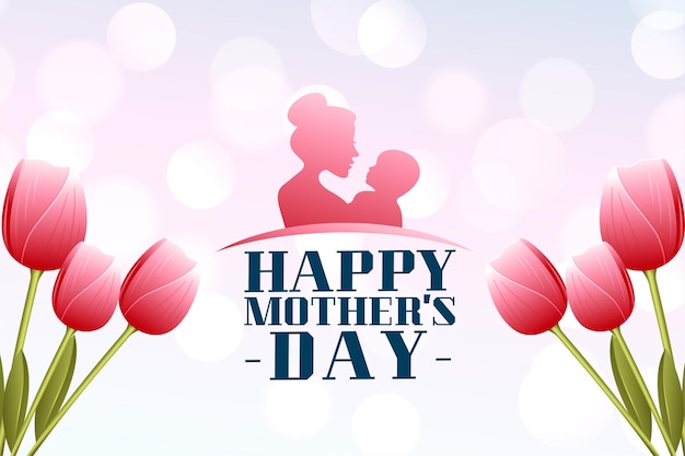 Бесплатное векторное изображение Реалистичный дизайн поздравления с днем матери тюльпаны цветы