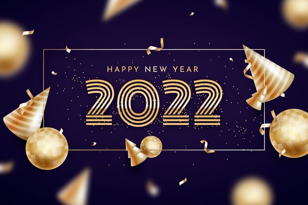 Realistic happy new year 2022 background