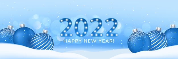 Realistic happy new year 2022 banner