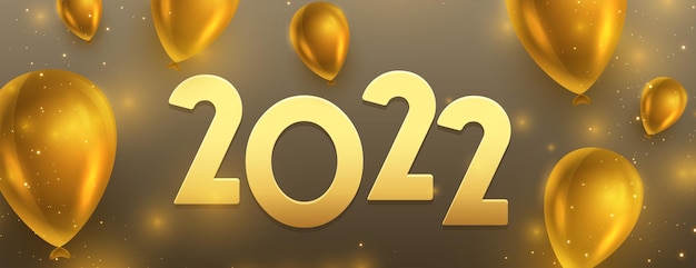 現実的な新年あけましておめでとうございます2022ゴールデンバルーンお祝いバナー