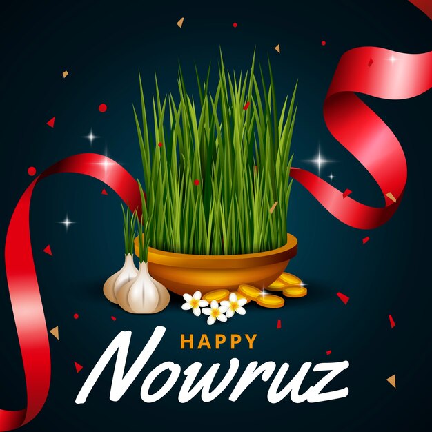 Realistic happy nowruz concept