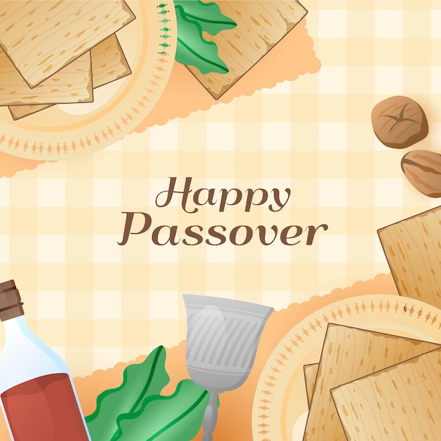 Free vector realistic happy passover lettering with food