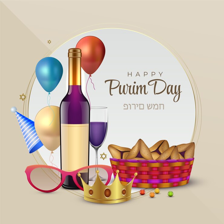 मुफ़्त वेक्टर realistic happy purim illustration
