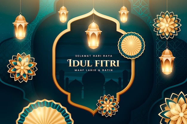 Vettore gratuito illustrazione realistica di hari raya idul fitri