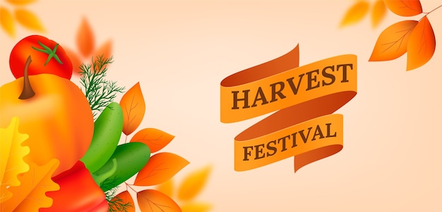 Free vector realistic harvest festival celebration horizontal banner template