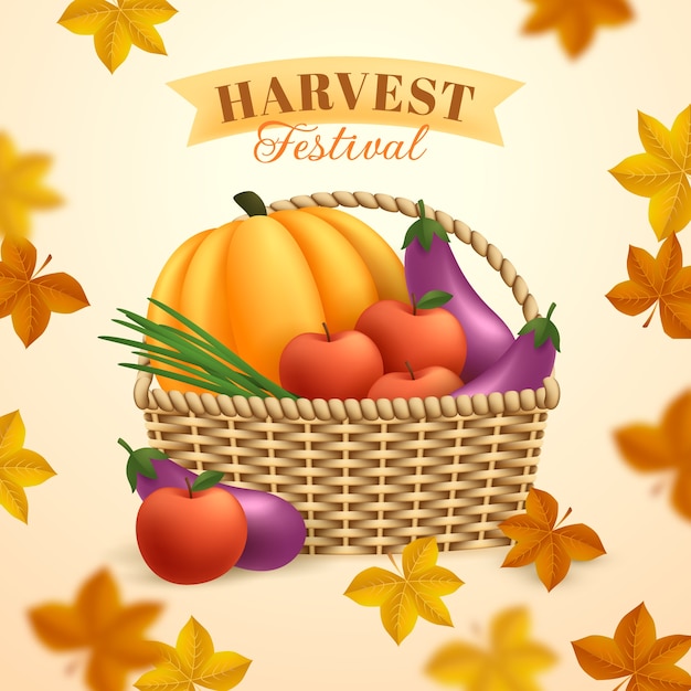 Free vector realistic harvest festival illustration