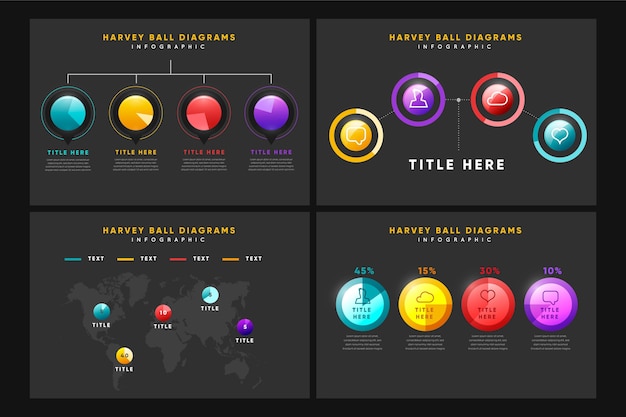 Realistic harvey ball diagram infographic