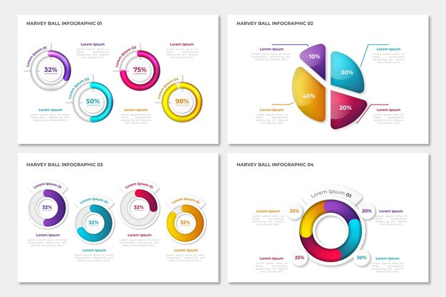 リアルなハーベイボールダイアグラムインフォグラフィックコレクション