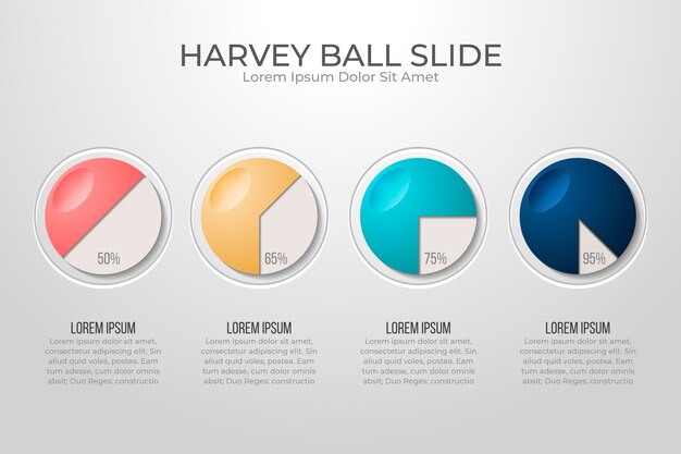 Realistic harvey ball diagrams - infographic