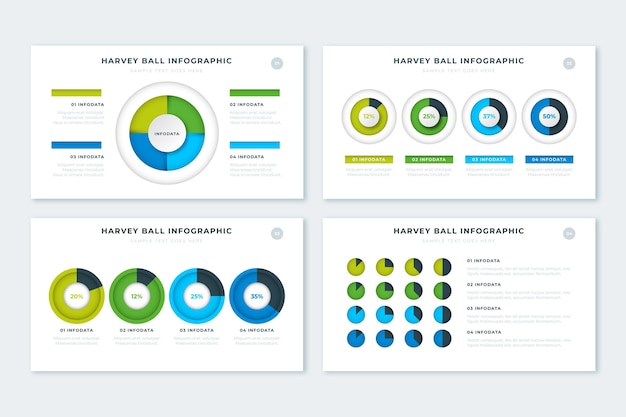 Free vector realistic harvey ball diagrams