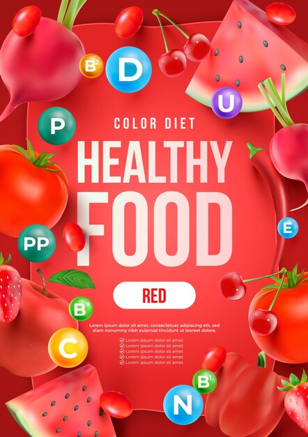 Realistic healthy food poster template