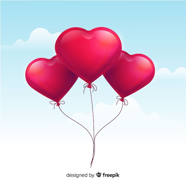 Realistic heart balloons background