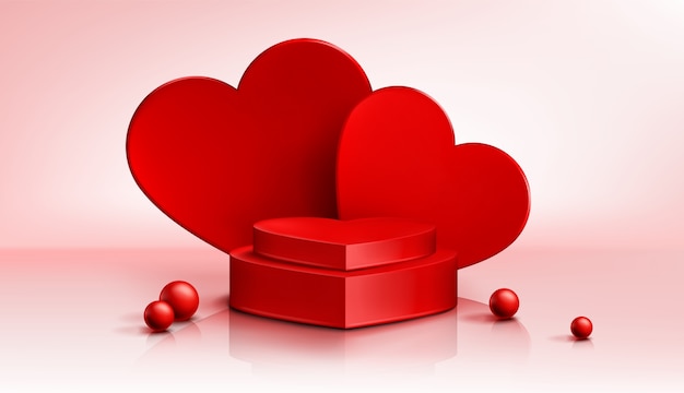 Realistic heart podium background