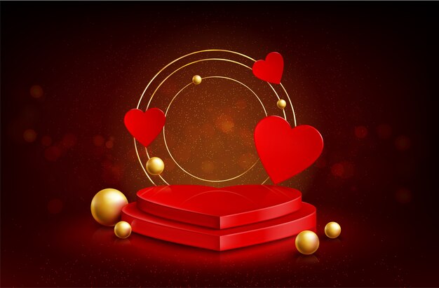 Realistic heart podium background