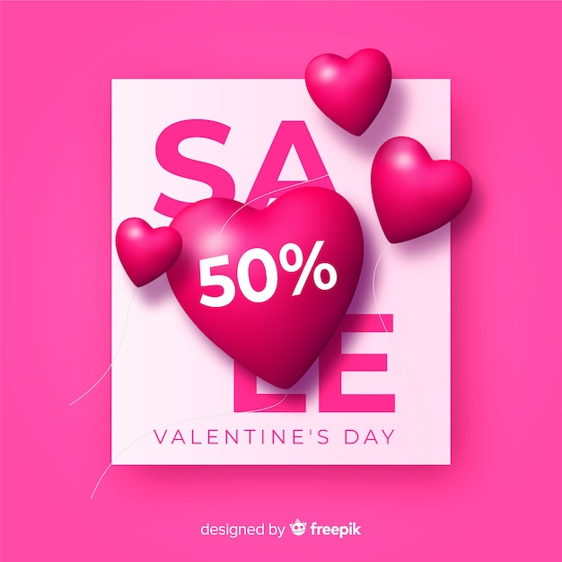 Realistic heart valentine's day sale background