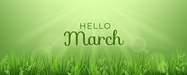 Realistic hello march background and banner
