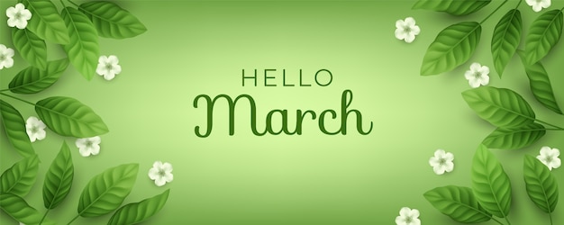 Free vector realistic hello march background and banner