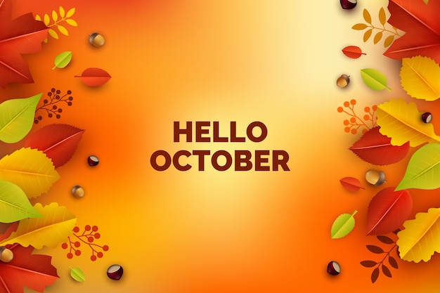 Realistic hello october background for autumn