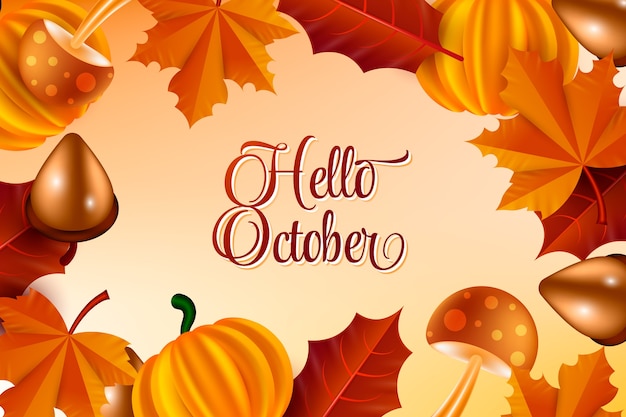 Realistic hello october background for autumn
