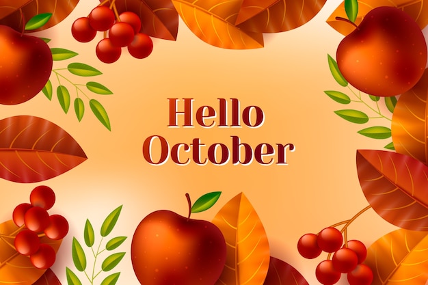 Realistic hello october background for autumn