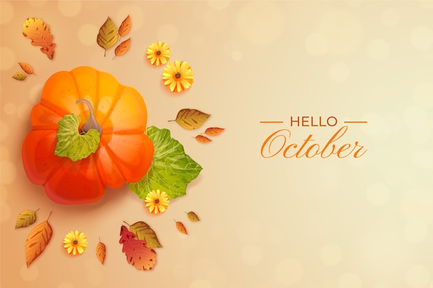 Realistic hello october background