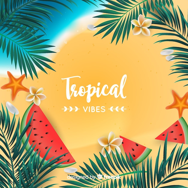 Realistic hello summer background