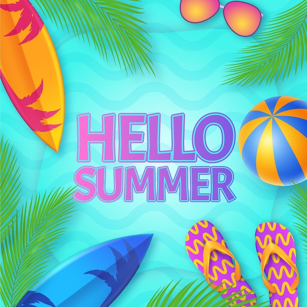 Realistic hello summer concept