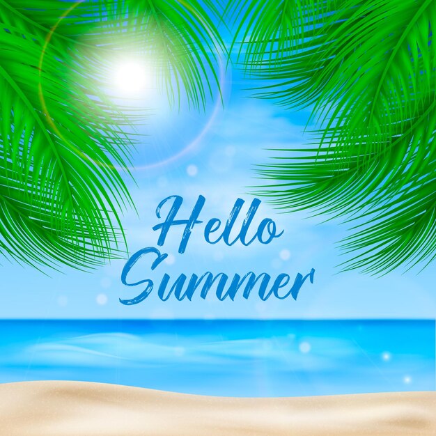 Realistic hello summer concept