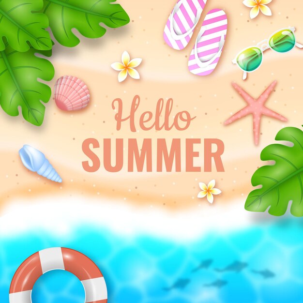 Realistic hello summer concept