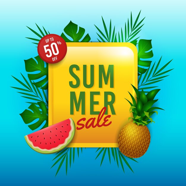 Realistic hello summer sale concept