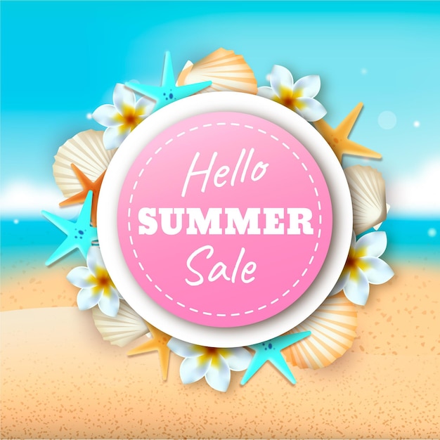 Free vector realistic hello summer sale concept