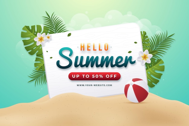 Realistic hello summer sale illustration
