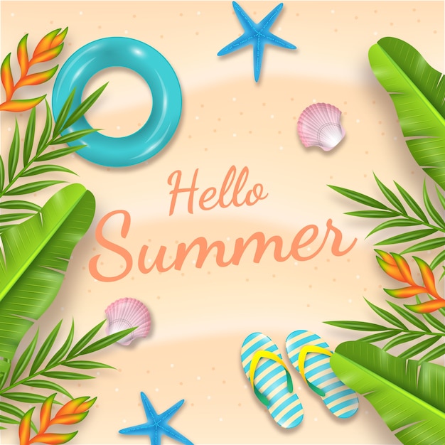 Free vector realistic hello summer theme