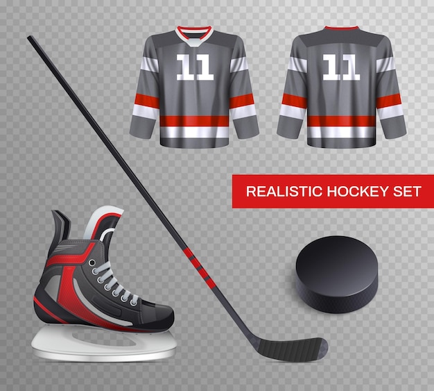 Vettore gratuito set da hockey realistico