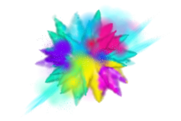 Realistic holi colored powder explosion