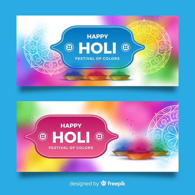 Realistic holi festival banner