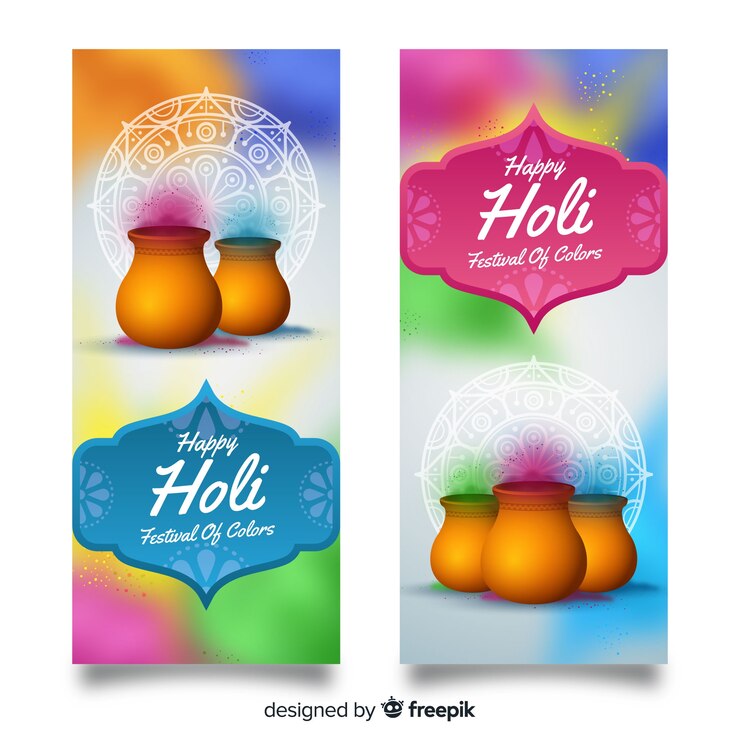 मुफ़्त वेक्टर realistic holi festival banner