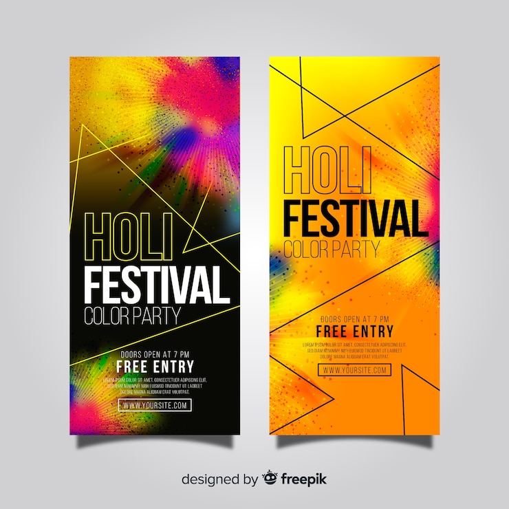 Free Vector realistic holi festival banner