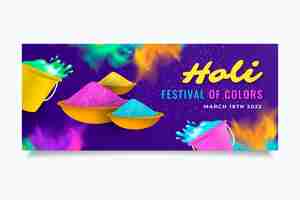 Vettore gratuito banner orizzontale holi realistico