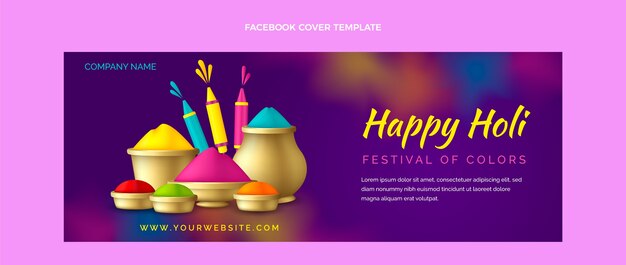 Realistic holi social media cover template