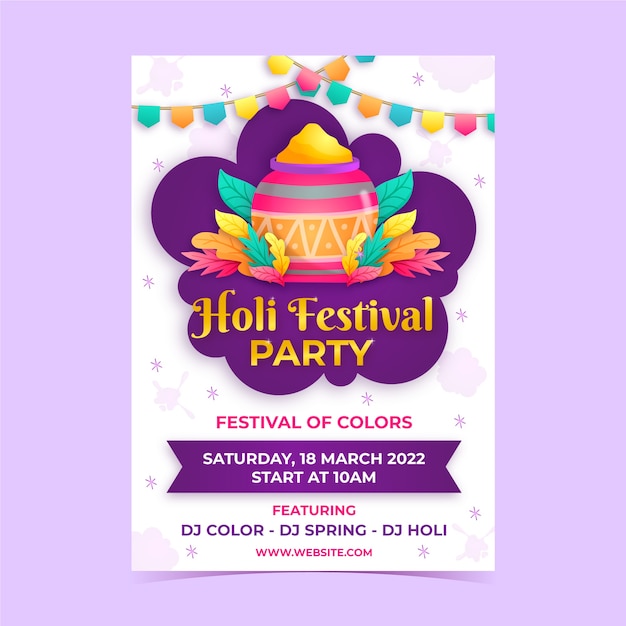 Free vector realistic holi vertical poster template