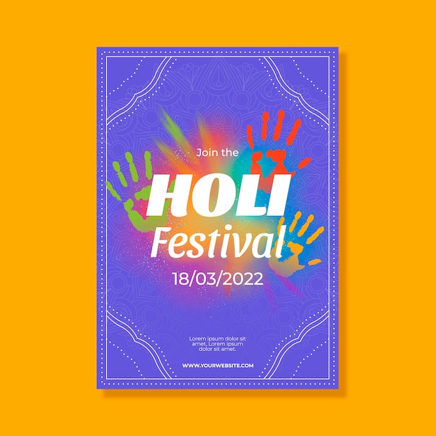 Free vector realistic holi vertical poster template