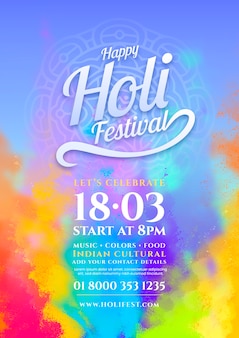 Realistic holi vertical poster template